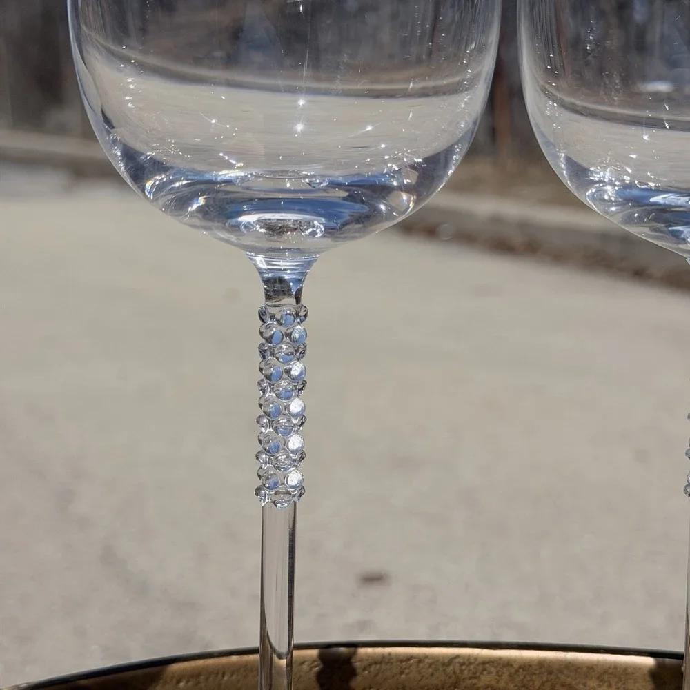 Rosenthal Studio Line Crystal Wine Glasses‎ Set 5 Beaded Stem Germany